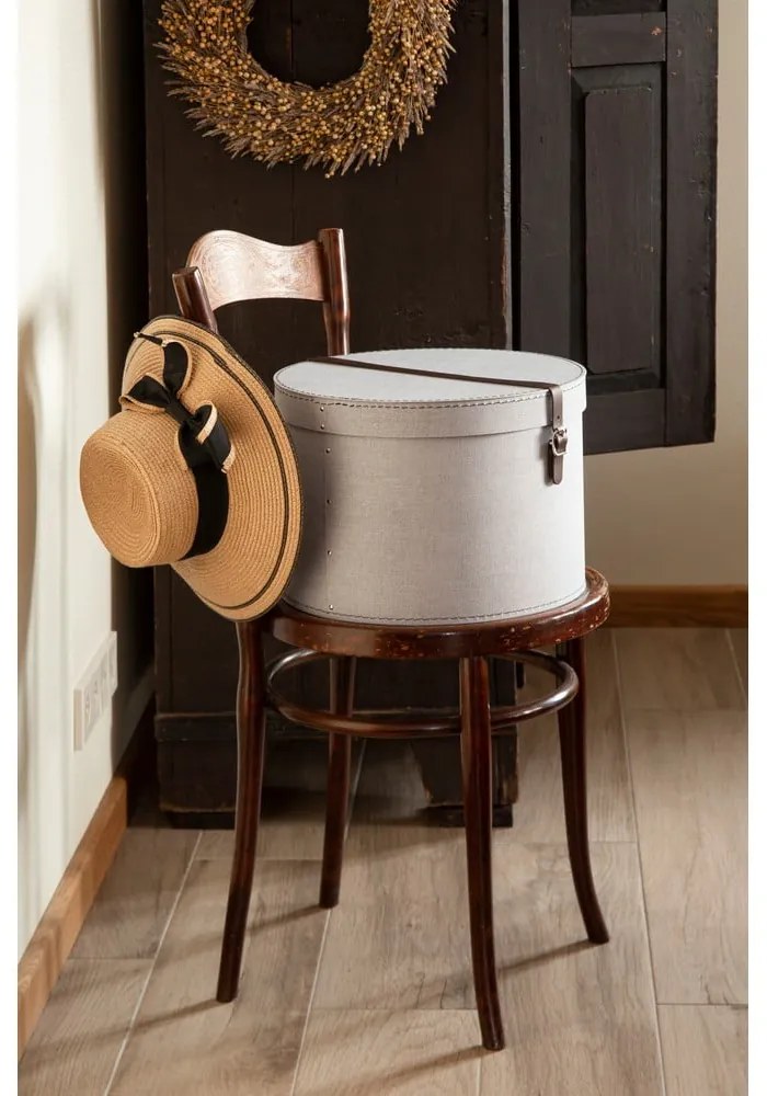 Világosszürke fedeles karton tárolódoboz szett 2 db-os ø 37,5x25,5 cm Rut Canvas Paper Laminate – Bigso