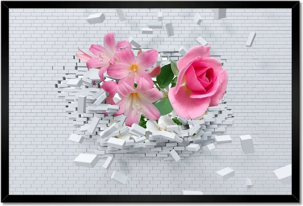 Poszterek keretben 60x40 Virágos expanzió Fal
