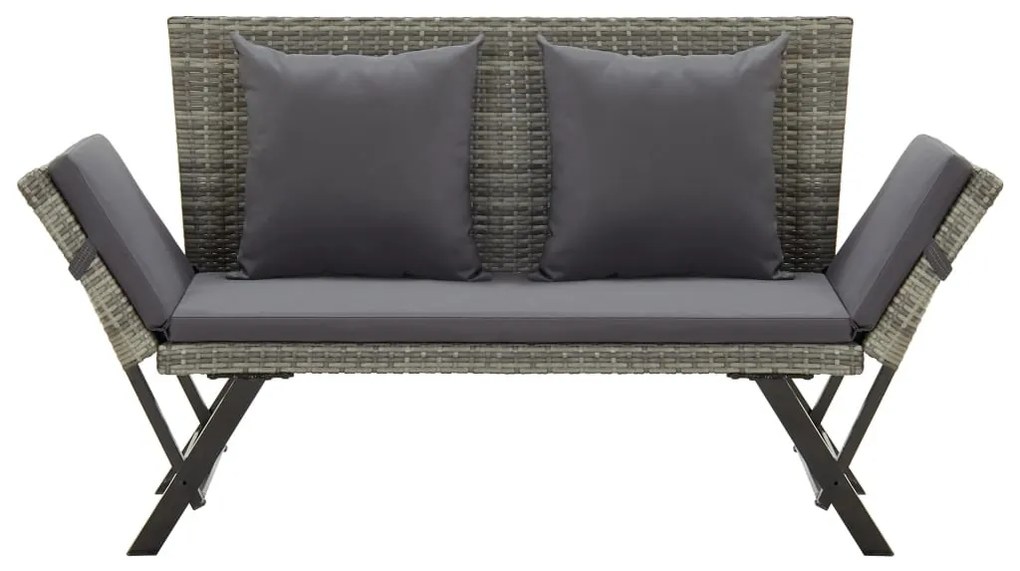 szürke polyrattan kerti pad párnával 176 cm
