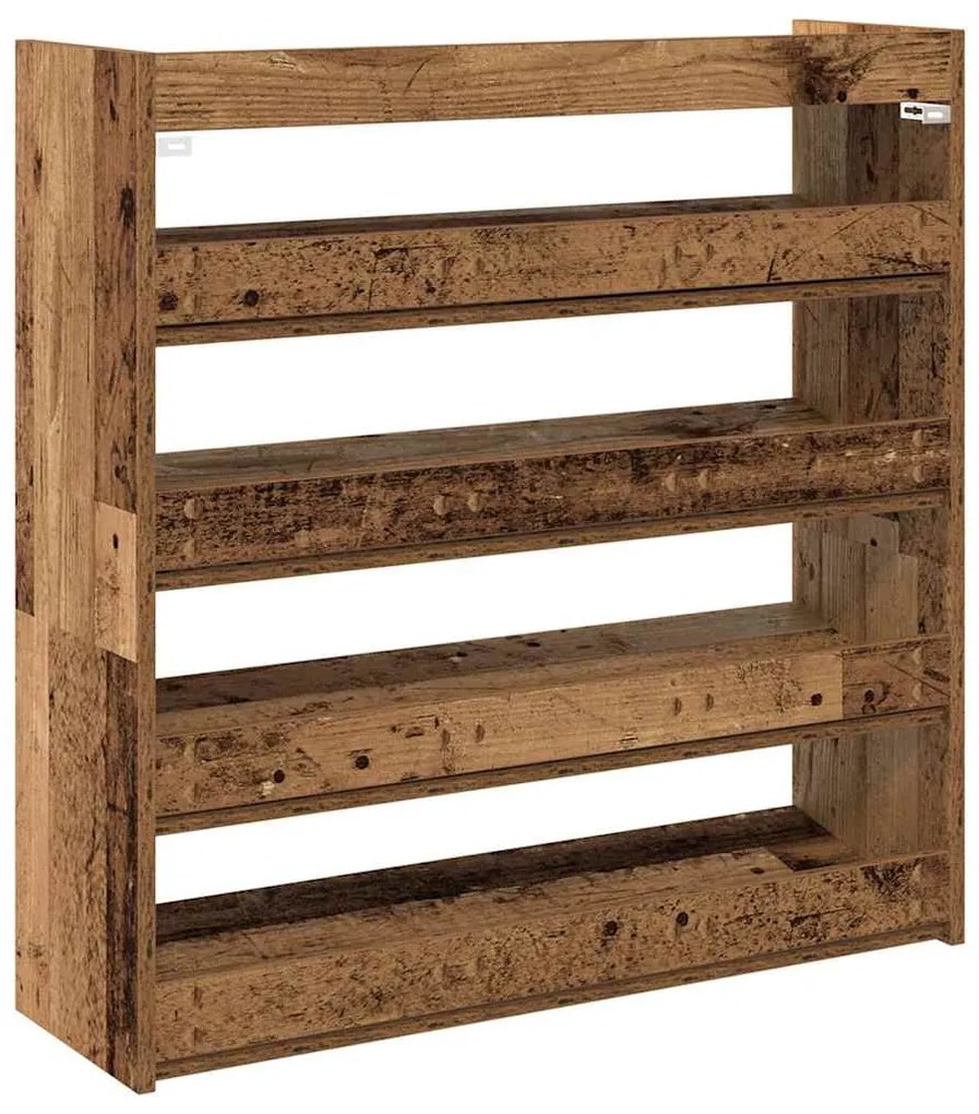 antik fa szerelt fa cipőtartó 80x25x81 cm