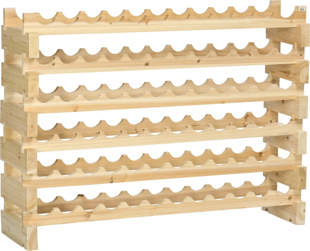 HOMCOM 72 Palackos Borállvány 6 Szintes Függőleges Borállvány 100 kg Teherbírás 114x28x85 cm Természetes Fa | Aosom