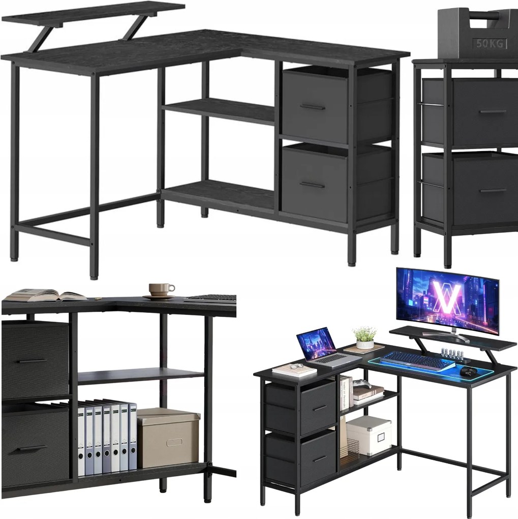 Sarok íróasztal Vasagle 115 x 105 x 89,5 cm fekete