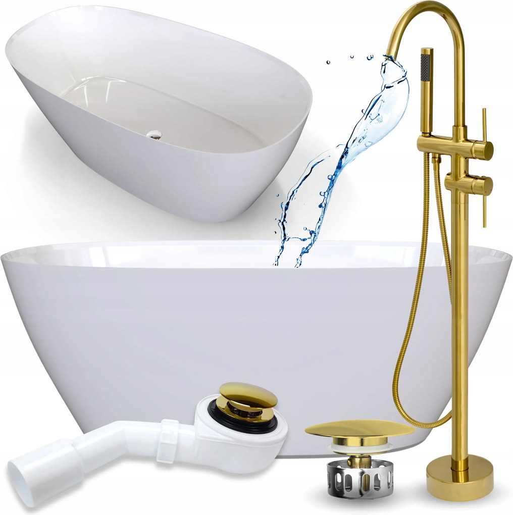 Szabadonálló Kád Csaptelep Kád Szifon Klikk Kürt Arany Szett