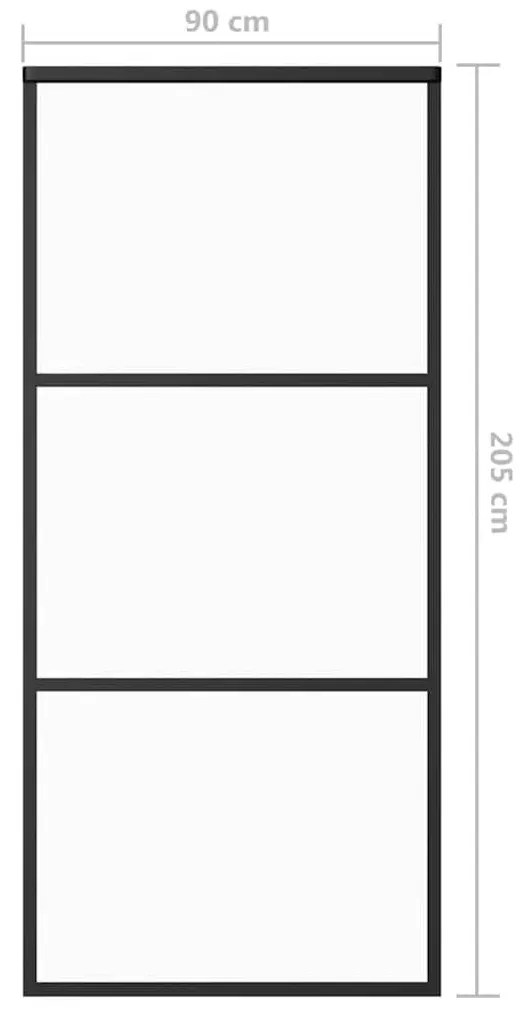 fekete ESG üveg és alumínium tolóajtó 90 x 205 cm