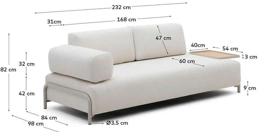 Bézs kanapé 232 cm Compo – Kave Home