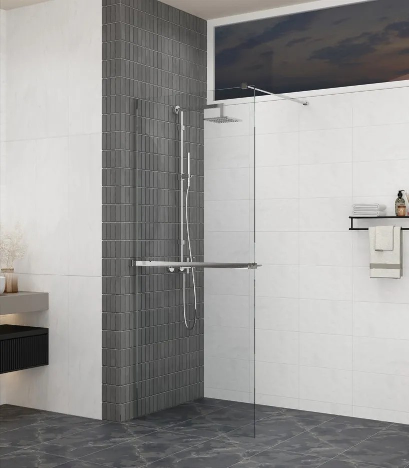 Erga Paris, polc/törülközőtartó zuhanyparavánhoz (max. 140cm), króm, ERG-V02-PARIS-SHELF-CR