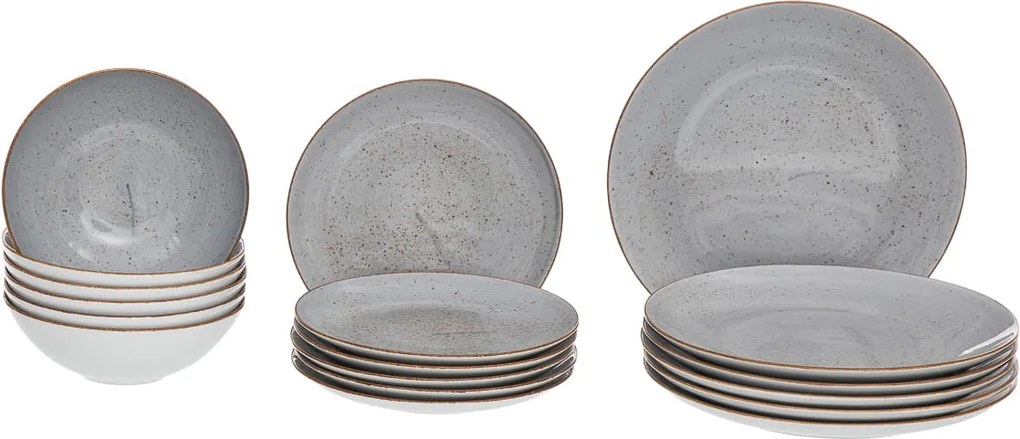 Lubiana Boss Étkezőkészlet 6 Személyes 18 Darabos Tányérszett Földszínek, Szürke