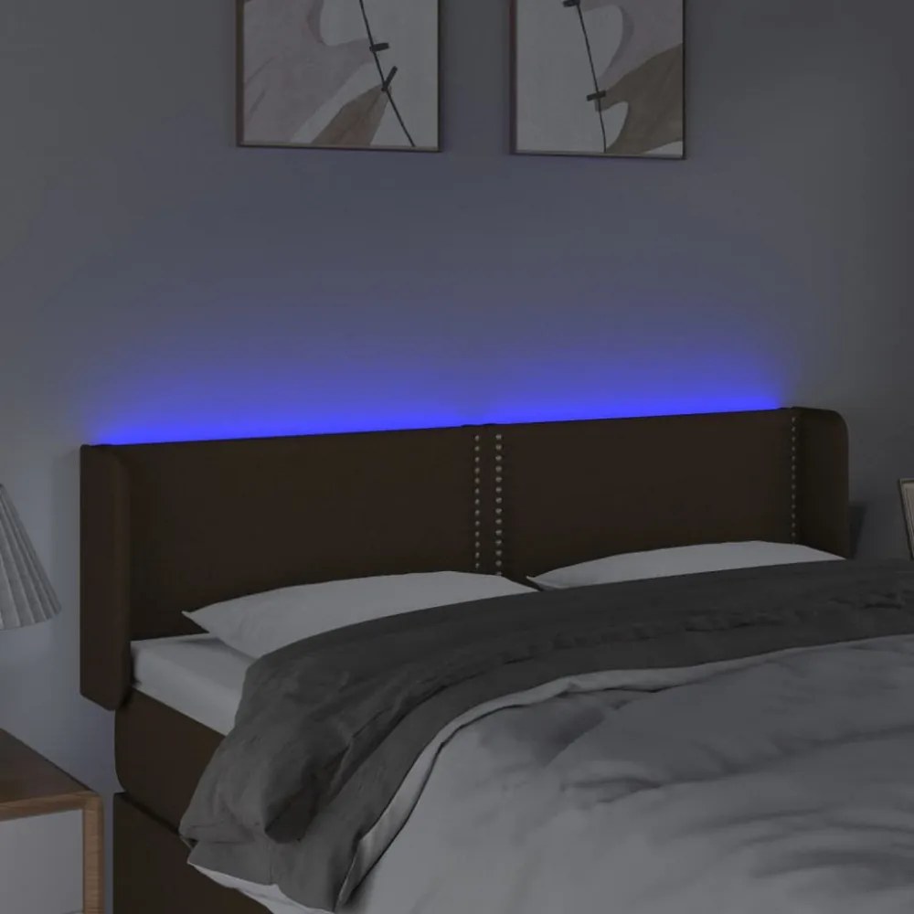 sötétbarna szövet LED-es fejtámla 147 x 16 x 78/88 cm