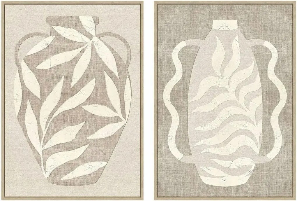 Vászon Falikép Szett 2 Db 70X50 CM Nagy Nappaliba Boho Természet