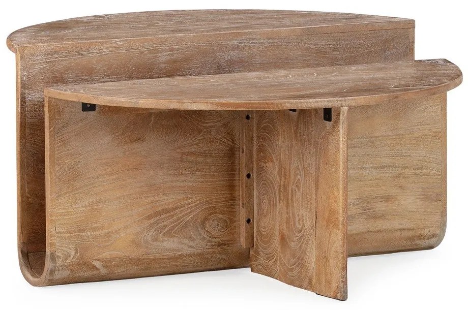 Sötét natúr színű mangófa kerek dohányzóasztal ø 80 cm Divya – MOME