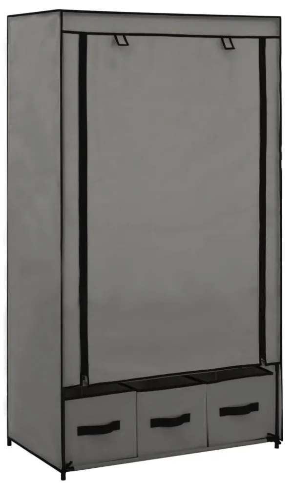 szürke szövet ruhásszekrény 87 x 49 x 159 cm
