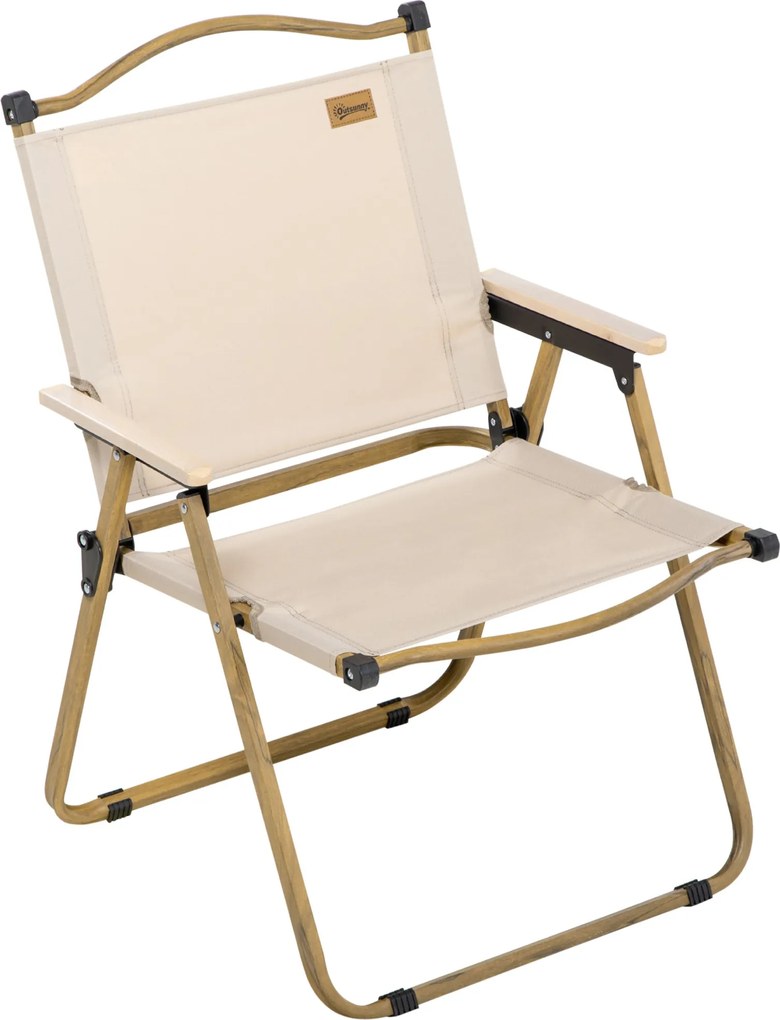 Outsunny Hordozható Szék Horgász Szék Karfával - Oxford Anyag és Acél Váz - 54 x 59 x 78 cm - Khaki | Aosom