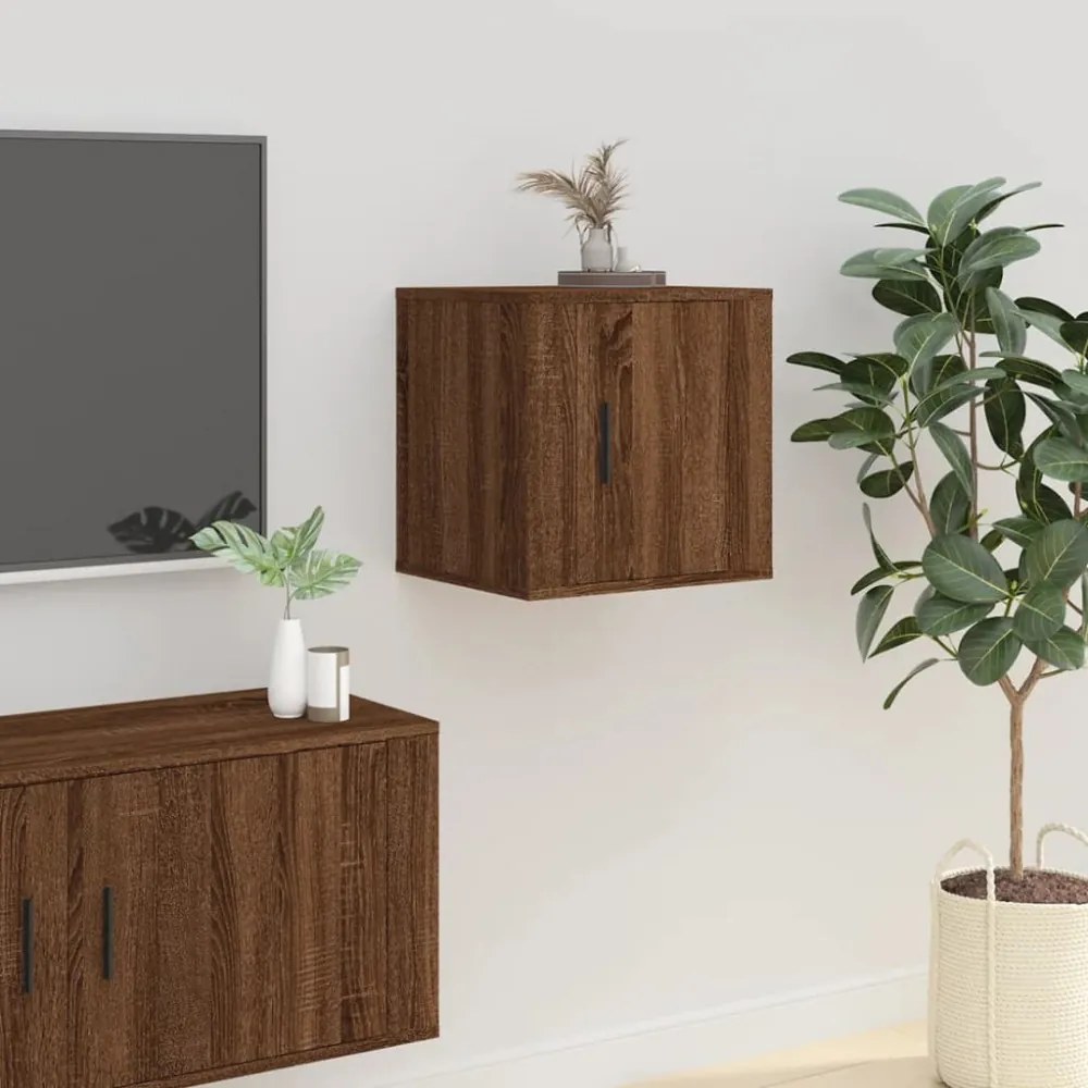 2 db barna tölgy falra szerelhető TV-szekrény 40x34,5x40 cm