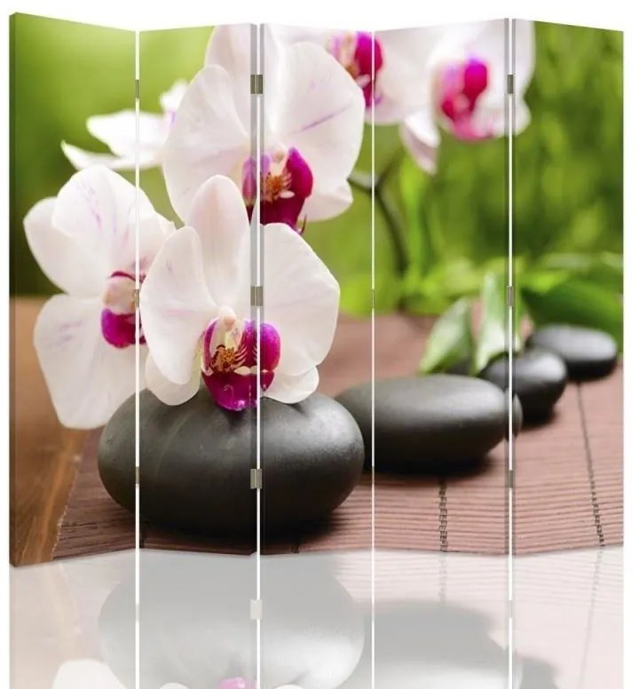 Gario Paraván Orchidea és csillogó kövek Méret: 180 x 170 cm, Kivitelezés: Klasszikus paraván