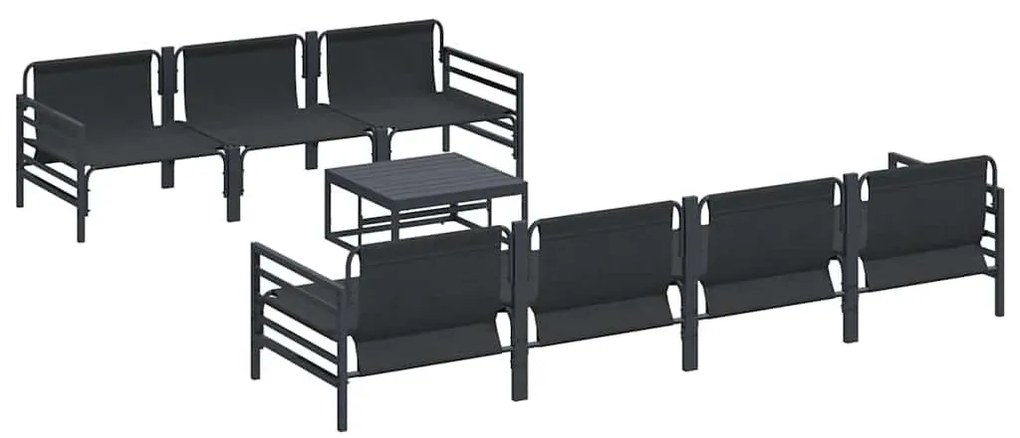 Kerti Kanapé Szett párnával 8 pcs Antracit Acél &amp; Szövet