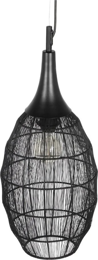 Matt fekete függőlámpa fém búrával Soraya – Trio