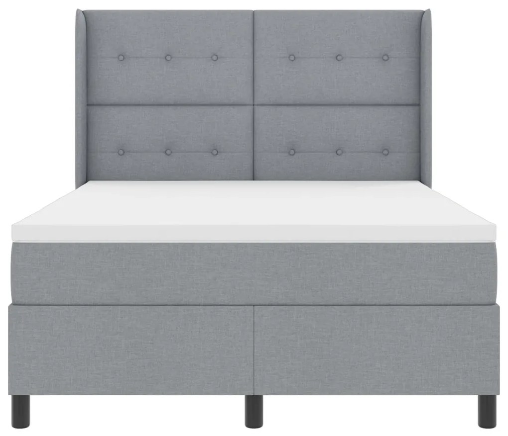 Boxspring Ágy Matrac és LED Fény Szürke 140x200 cm Szövet