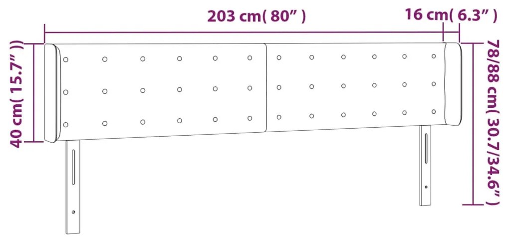 cappuccino színű műbőr LED-es fejtámla 203x16x78/88 cm