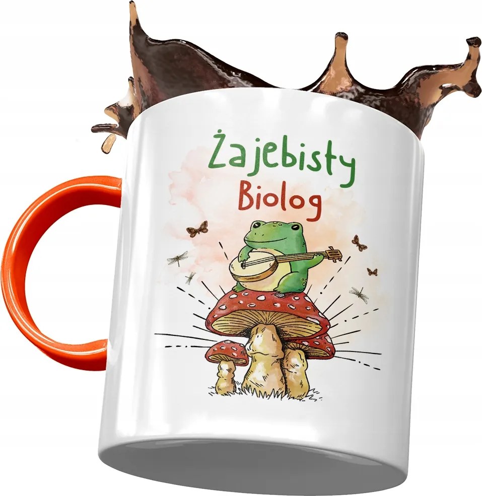 Narancssárga bögre biológusnak Békás biológus fényképes nyomtatással