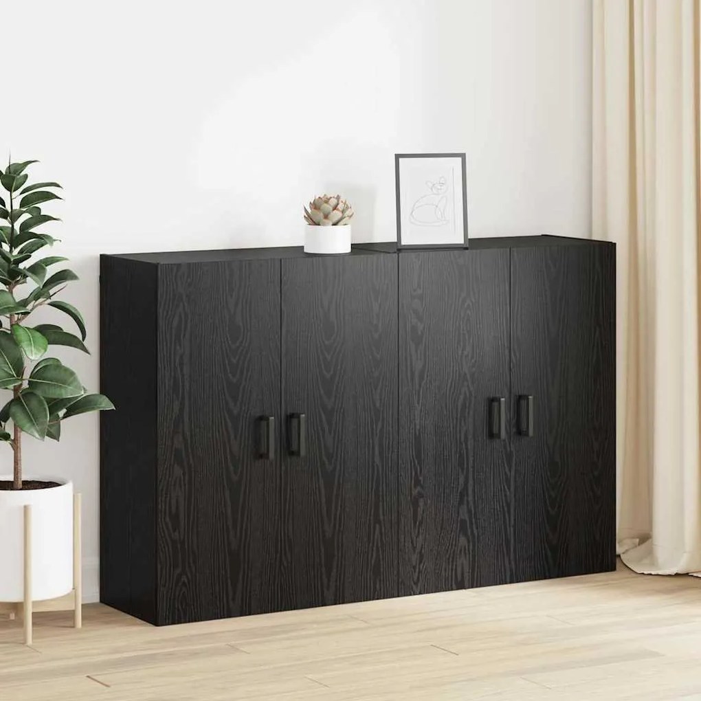 Fali Szekrények 2 pcs Musta tammi 69.5 x 34 x 90 cm Faanyag