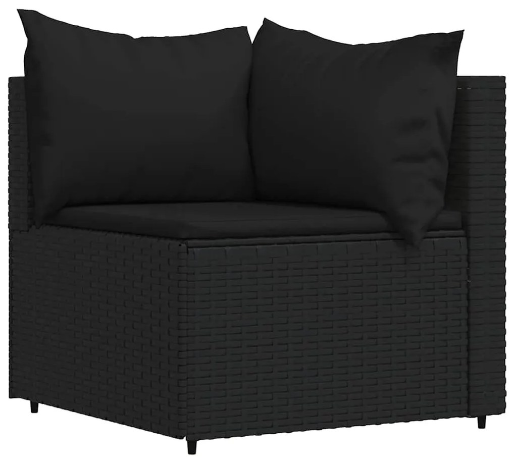4 részes fekete polyrattan kerti ülőgarnitúra párnákkal