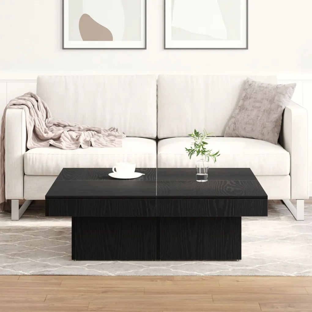 Kávézóasztal Fekete Tölgy 90x90x28 cm Mérnöki Fa
