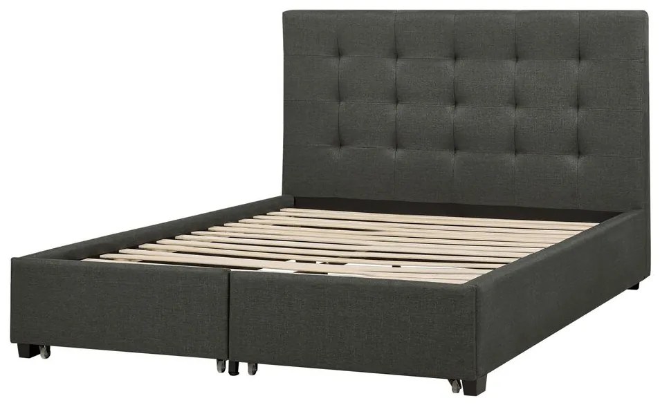 Franciaágy 140 cm ROLLA (ágyráccsal és tárolóhellyel) (sötétszürke). 1007486