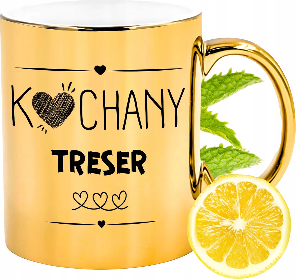 Prémium Arany Csillogó Bögre Treser Ajándék Nyomtatott Fotóval