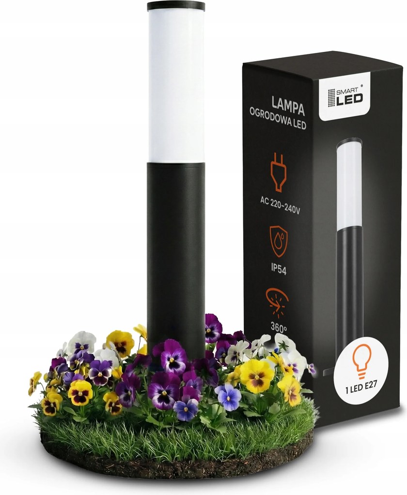 LED-es kerti lámpa oszlop 65cm E27 230V IP54 fekete modern Prémium