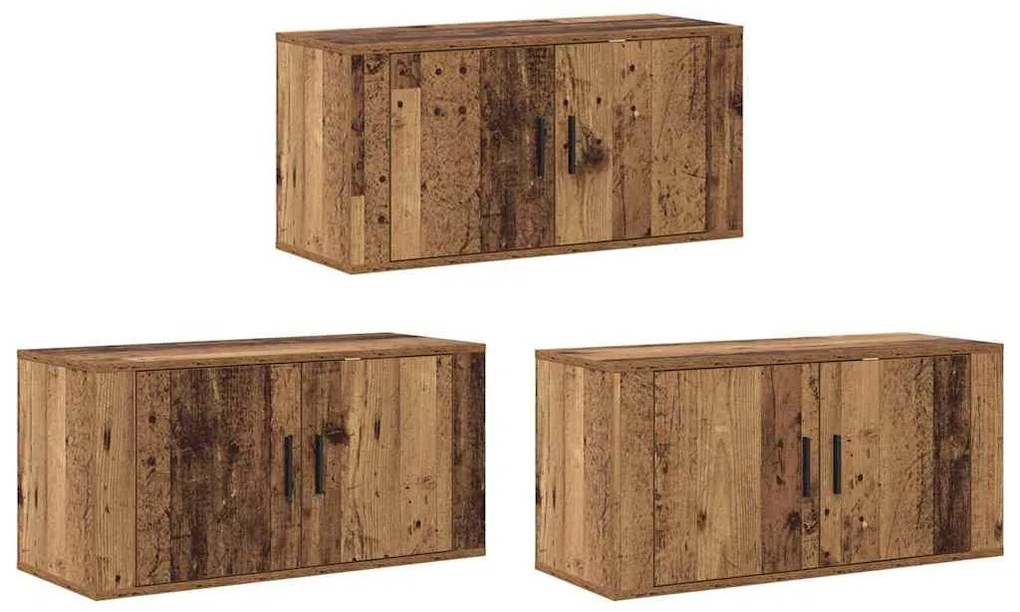 vidaXL Fali TV szekrény szett 3 pcs Öreg fa 80 x 34,5 x 40 cm Faanyag
