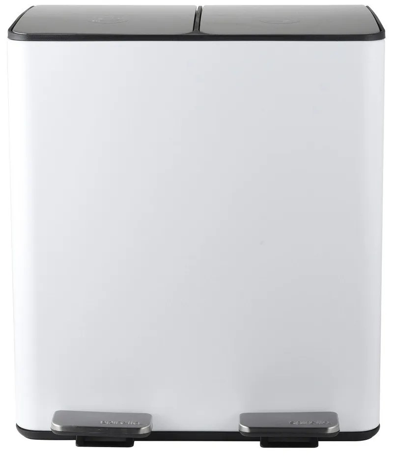 Matt fehér acél szelektív pedálos szemetes 2x20 l Aliya – Spirella