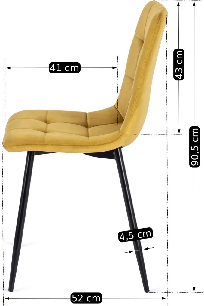 Szék mustársárga színben, bársony kárpittal. PERU