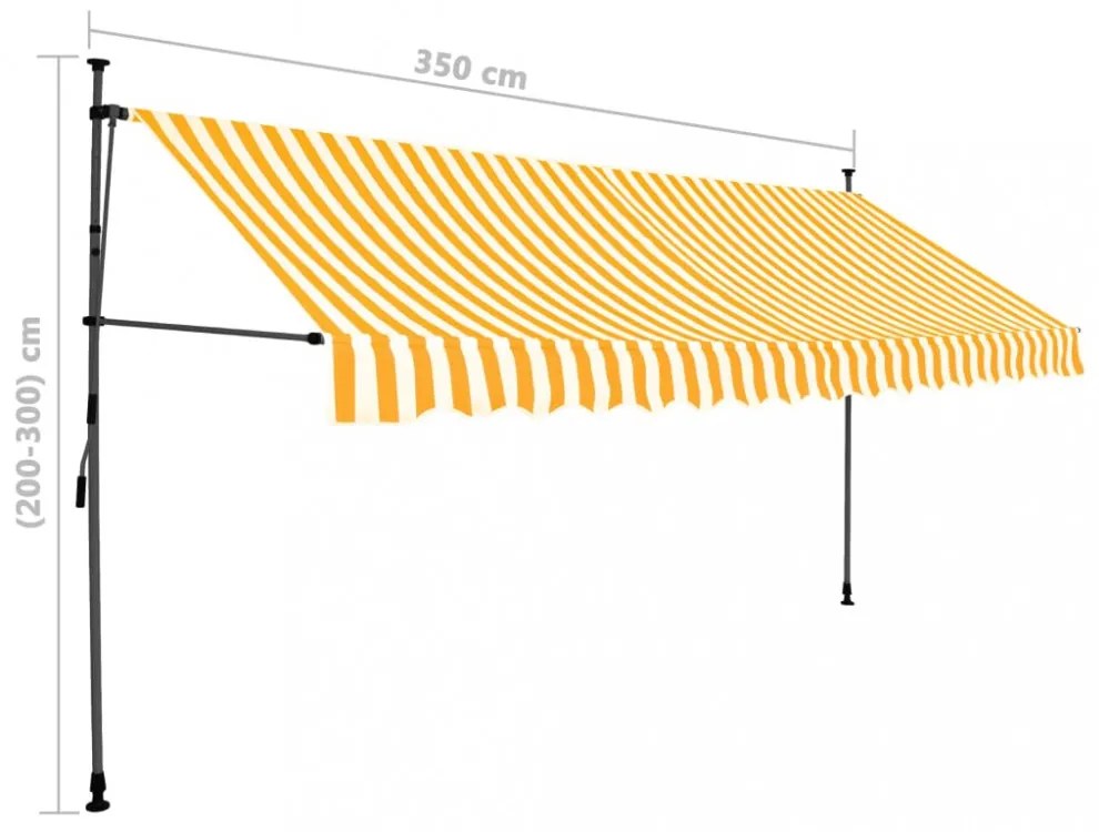 fehér-narancssárga kézzel kihúzható LED-es napellenző 350 cm