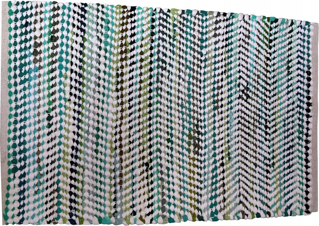 Téglalap alakú Szőnyeg Természetes Juta Kézzel Szőtt 60x90 cm Fehér-Zöld