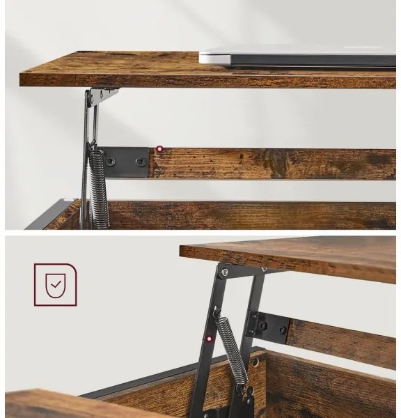 NYRO emelhető tetejű dohányzóasztal barna/fekete