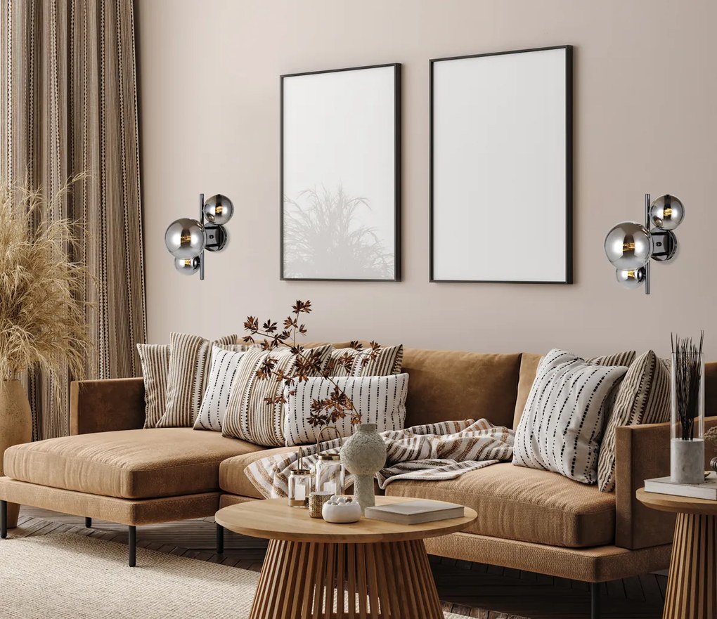 Italux modern fali lámpa canello króm fekete füstös itxwl-406007-3a-bcr
