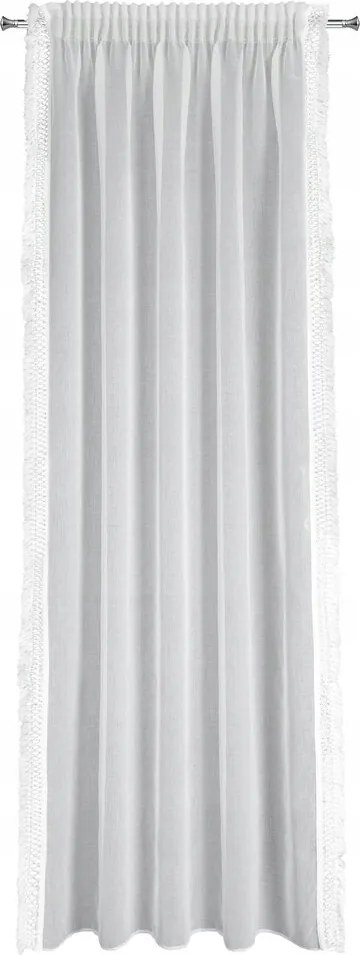 Kira szalagfüggöny 140x270 Eurofirany fehér, dekoratív rojtokkal