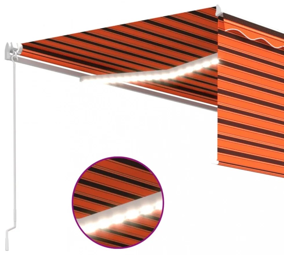 narancssárga-barna kézzel kihúzható LED-es napellenző 4 x 3 m