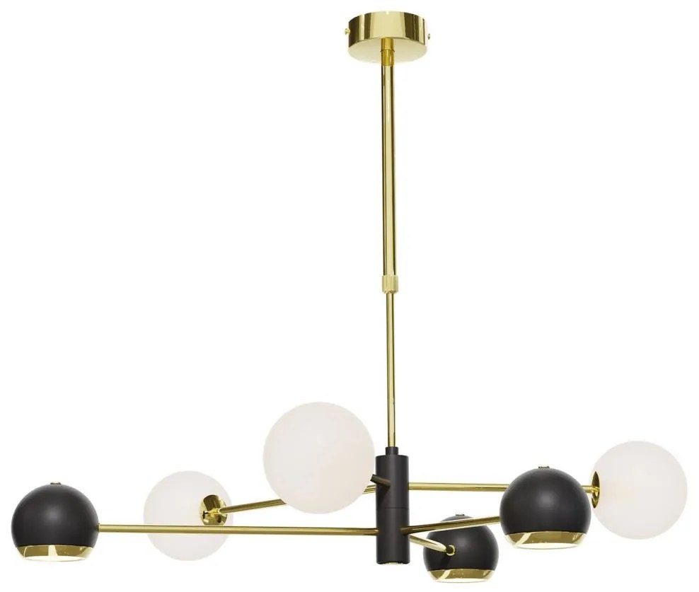 Jupiter 1965 - Csillár rúdon MOKA 3xGU10/10W/230V + 3xG9/10W/230V arany/fekete/fehér