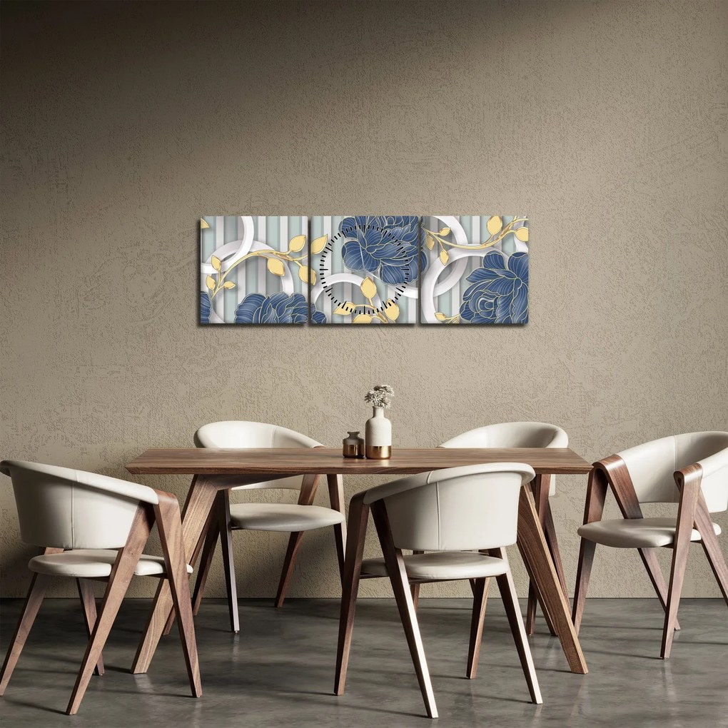 Kép - Rózsák és körök (órával) (90x30 cm)