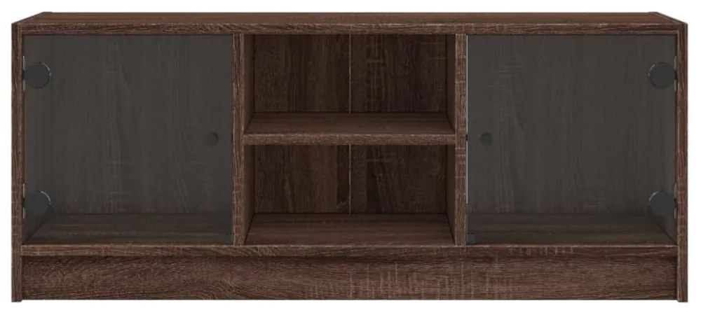 barna tölgyszínű TV-szekrény üvegajtókkal 102 x 37 x 42 cm