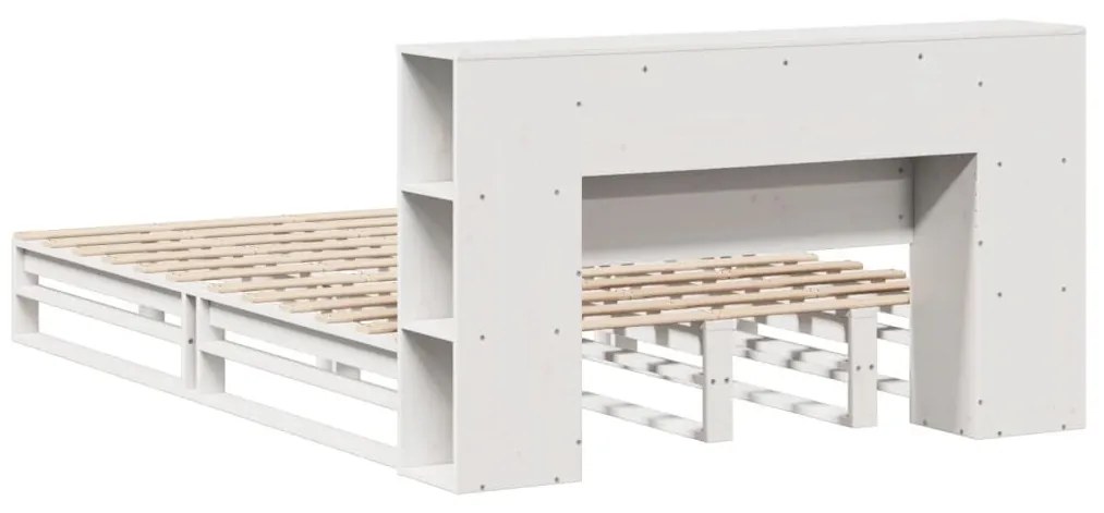 fehér tömör fa könyvespolcos ágy matrac nélkül 120 x 200 cm