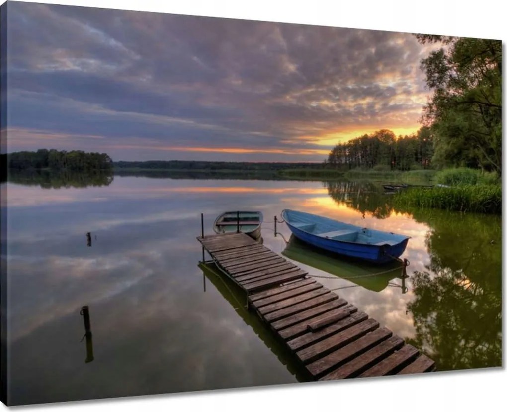 Vászonkép 70x50 Naplemente tó