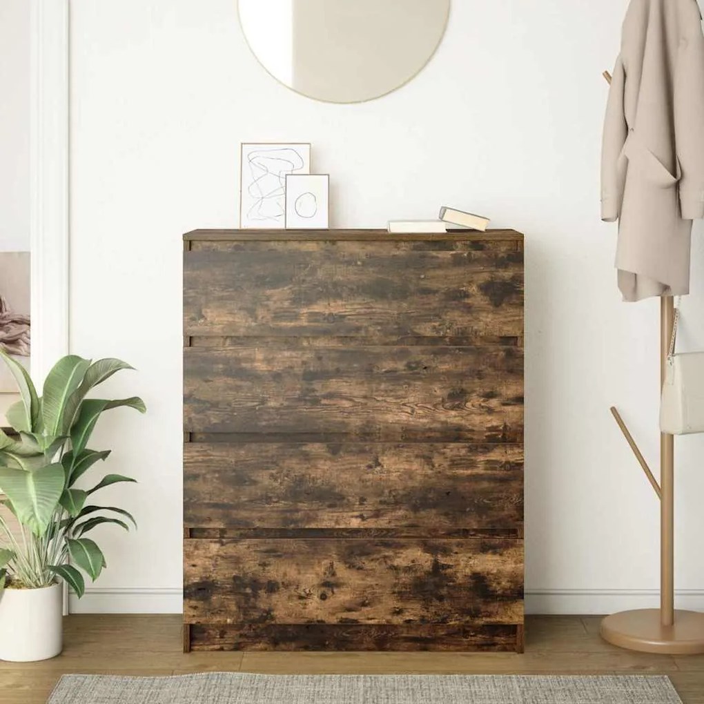 füstös tölgy színű szerelt fa tálalószekrény 80x35x99 cm