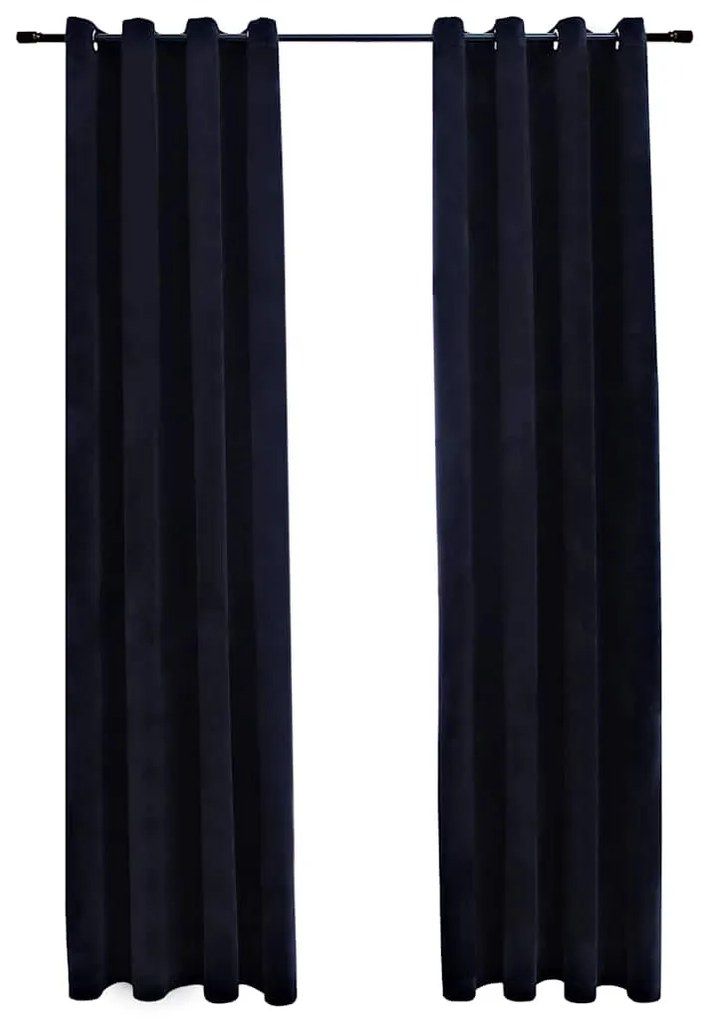 2 db fekete bársony sötétítőfüggöny gyűrűkkel 140 x 175 cm
