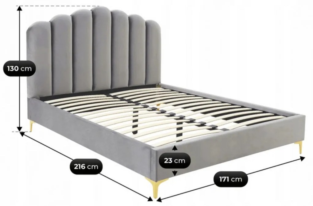 Łóżko 160x200 GEMINI Szare Welurowe