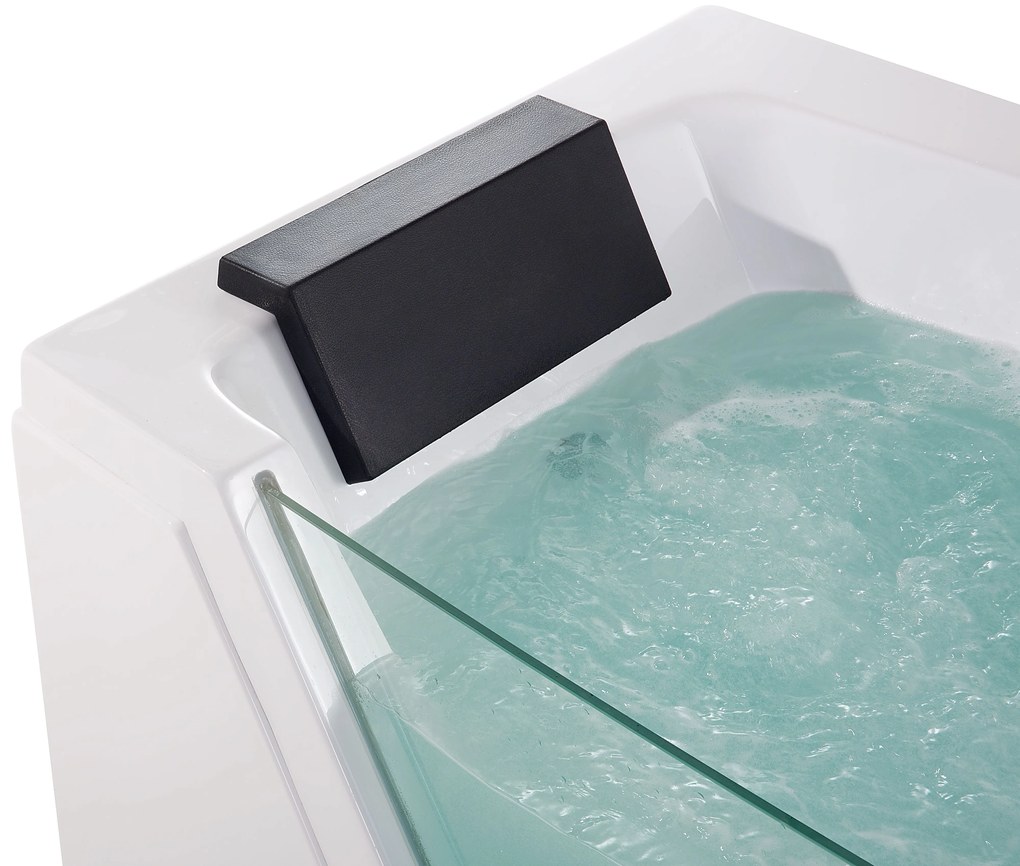 Fehér whirlpool masszázskád LED világítással 174 x 79 cm SAMANA Beliani