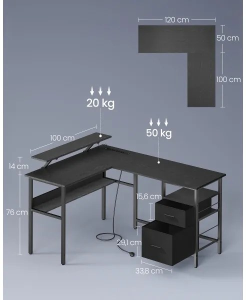 SOLEA-X háttérvilágításos íróasztal barna/fekete