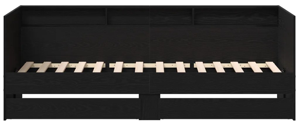 Fekete Napágy Fiókokkal Fekete tölgy Furnérozott fa 75 x 190 cm