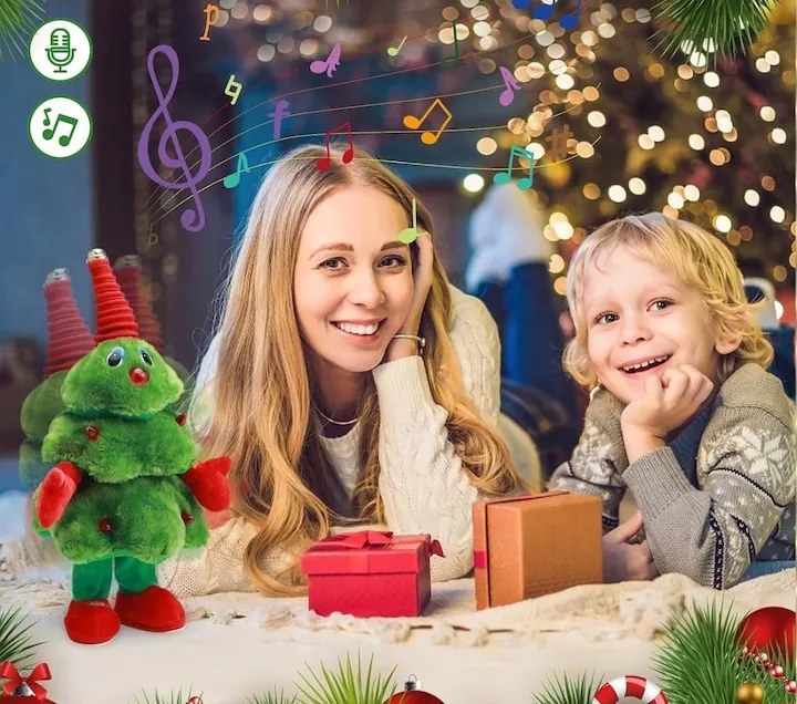Táncoló Éneklő Plüss Karácsonyfa karácsonyra Karácsonyi Ajándék 40 Cm